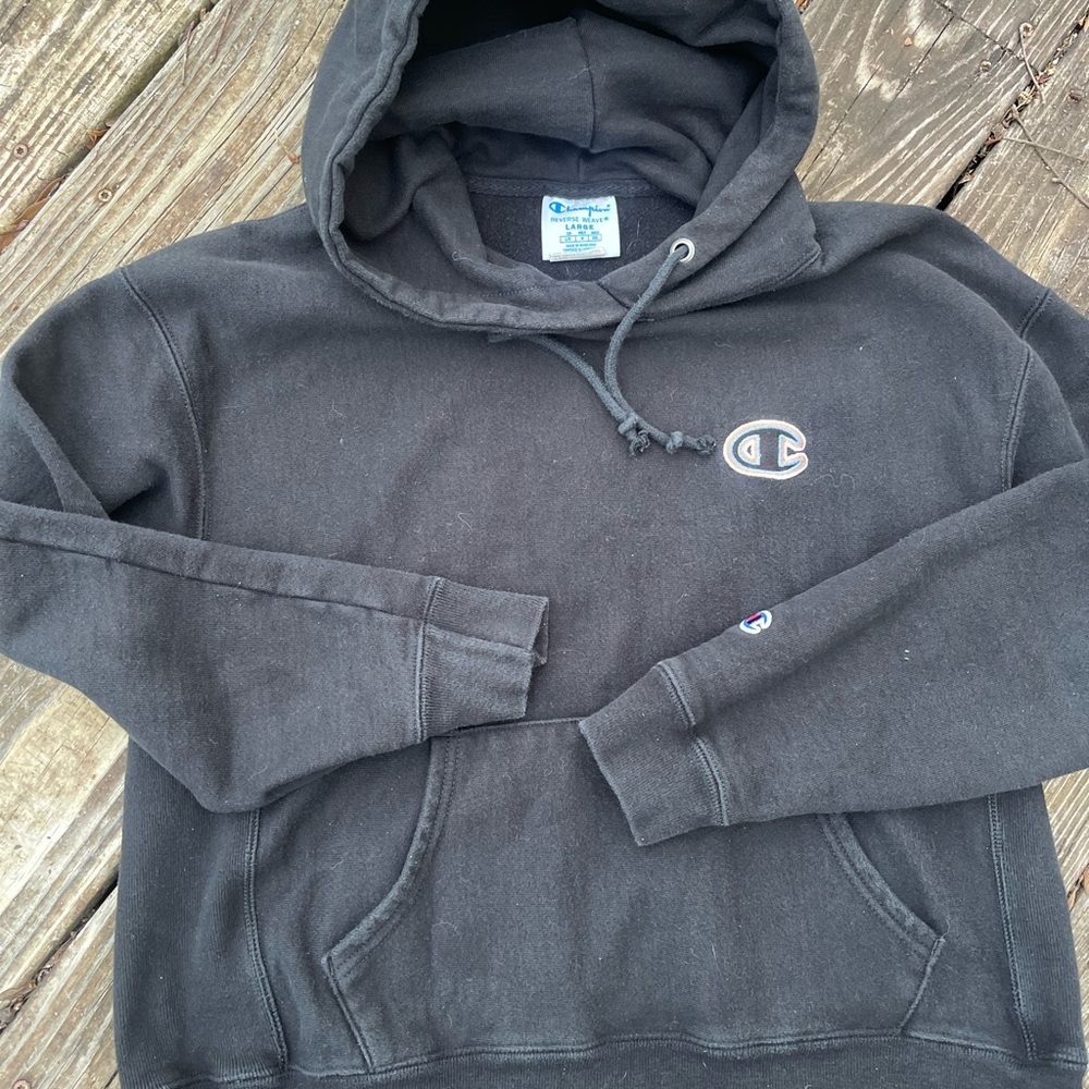 Vintage (90s) Champion Black Men's Hoodie